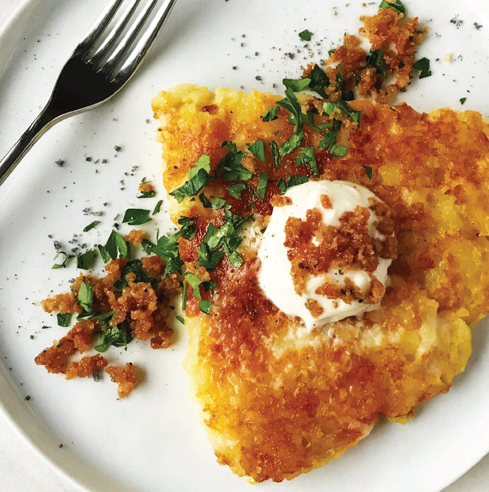 Potato Pancake with Gruyère, Pancetta & Crème Fraîche