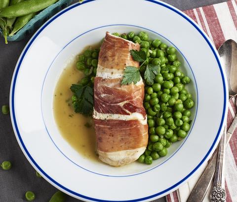 Halibut with Speck & Peas